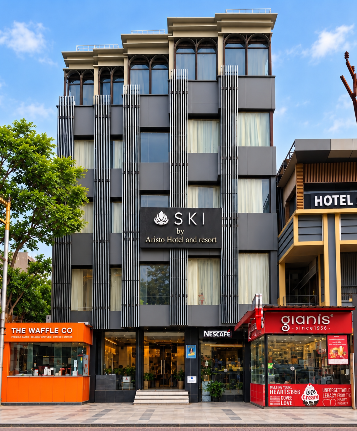 Front view of SKI by Aristo Hotel and Resort in Tapovan, Rishikesh